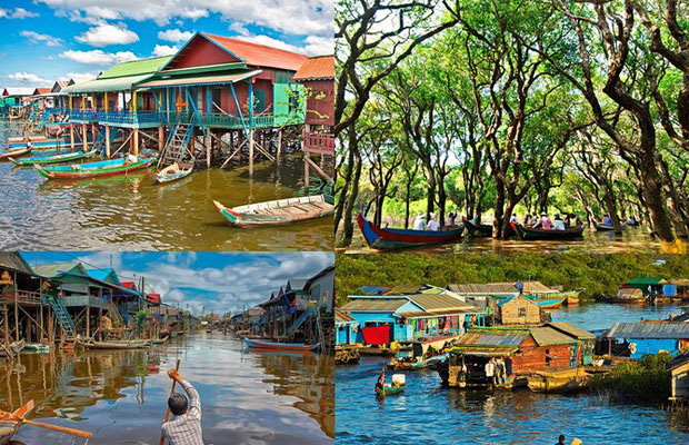 Banteay Srey temple + Beng Melea temple + floating village